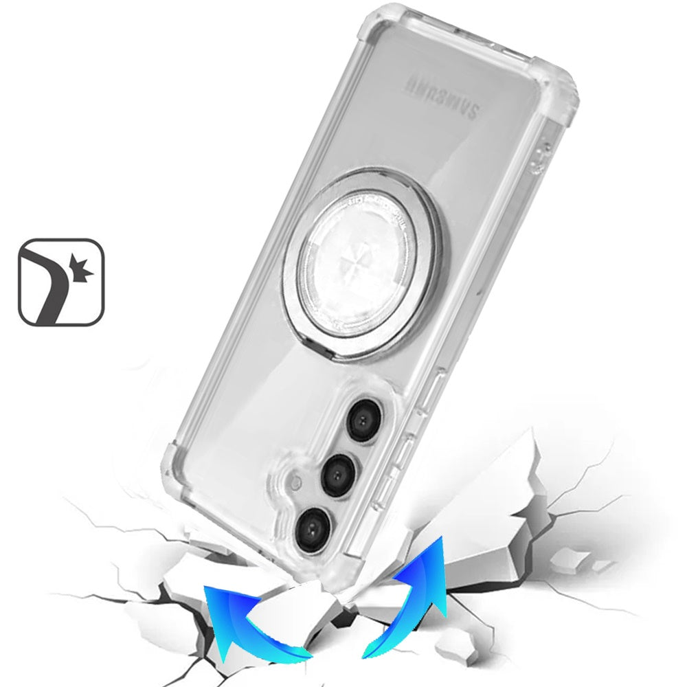 For Samsung Galaxy S23+ / S23 Plus Magnetic [Compatible with Magsafe] with 360° Rotatable Ring Holder Invisible Stand Transparent Case Cover Clear
