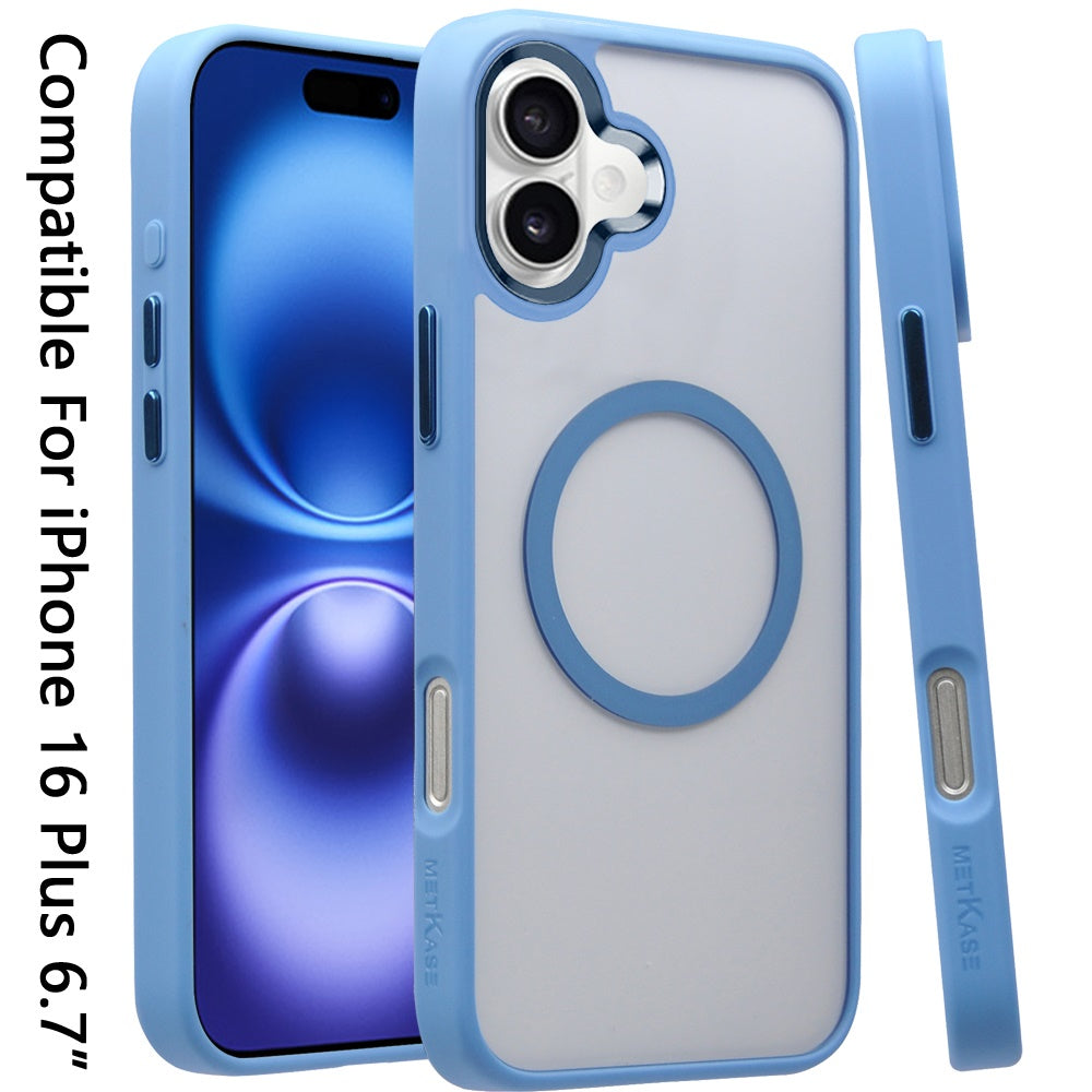 For Apple iPhone 16 Plus (6.7") Magnetic Protective Hybrid Case with MagSafe Compatible Bumper Shockproof Case Cover