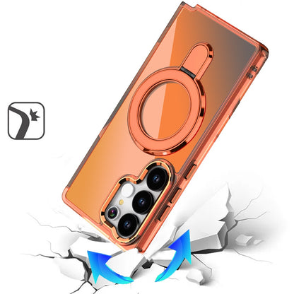 For Samsung Galaxy S26 Ultra Chrome Hybrid with Rotating Magnetic Circle Ring Stand, Slim Shockproof Hybrid Case Cover