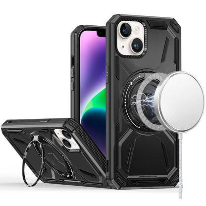 For Apple iPhone 16 Plus (6.7") Hybrid Magnetic Ring and 360° Rotational Kickstand with MagSafe Compatible, Military Grade Drop Protection Case Cover