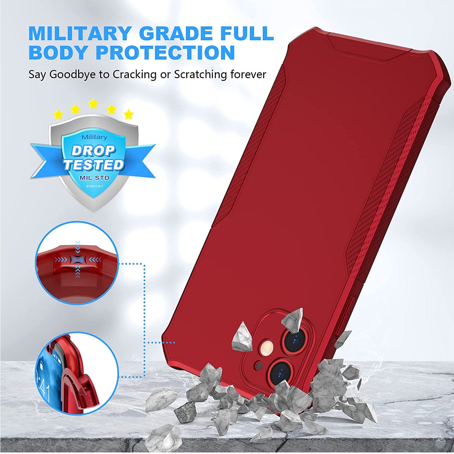 For TCL 60 XE NXTPAPER Full-Body Dual Layer Hybrid Case Slim, Drop-Proof TPU Hard PC, Durable Corner Front Bumper Protector Case Cover Red