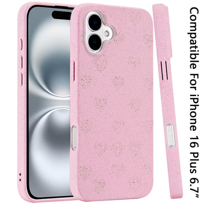 For Apple iPhone 16 Plus (6.7") Eco Friendly Bio-Degradable Design Hybrid Cases Slim Fit Soft TPU Drop Protection Rubber printed Case Cover