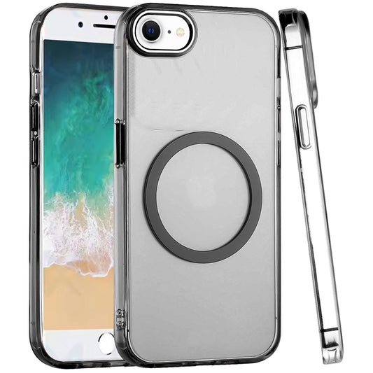 Transparent Back Hybrid Case - Magnetic Circle, Color Frame, Metal Buttons, MagSafe Compatible