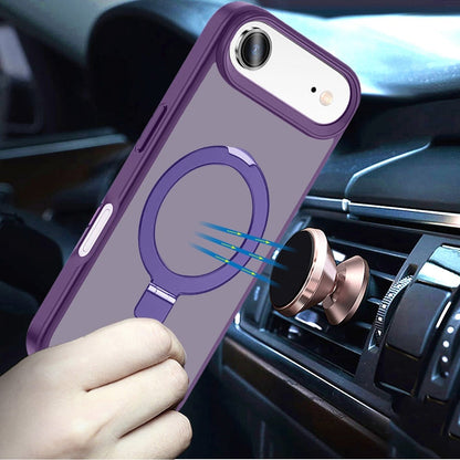 For Apple iPhone 17 Air (6.6") Magnetic Circle Back with Ring Stand Full Rotation Matte Hybrid Shockproof Case Cover