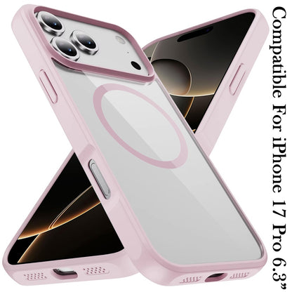 For Apple iPhone 17 Pro Magnetic Circle HQ Transparent Clear TPU Thick 2.0mm Frame Hybrid Shockproof Protector Case Cover
