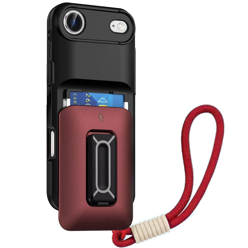 For Apple iPhone 17 AIR Wallet Case with 2- Credit Card Holder, Wrist Strap & Kickstand Hybrid Shockproof TPU Case Cover