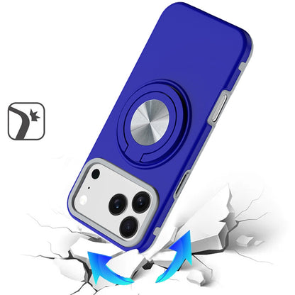 For Apple iPhone 17 Pro Metal Matte Hybrid with Invisible Rotational Ring Stand, Car Mount Friendly, Military Grade Slim Fit Sturdy Case Cover