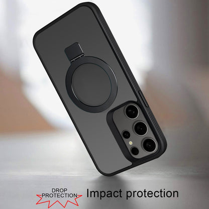For Samsung Galaxy S25+ /S25 Plus /S24+ Plus Magnetic Circle Kickstand with MagSafe Compatibility, Matte Skin, Rugged Bumper, and Ring Holder Case Cover