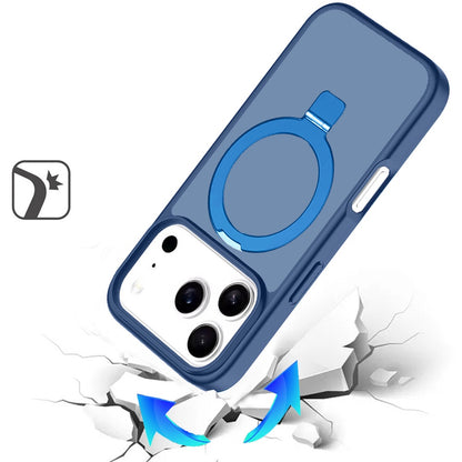 For Apple iPhone 17 Pro Max (6.9") Magnetic Circle Back with Ring Stand Full Rotation Matte Hybrid Shockproof Case Cover