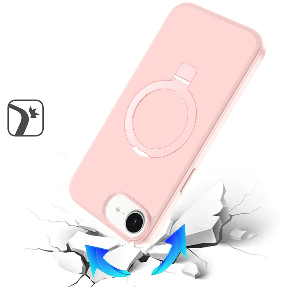 For Apple iPhone 17E /16E Magnetic Circle Back with Ring Stand Full Rotation Matte Hybrid Shockproof Case Cover