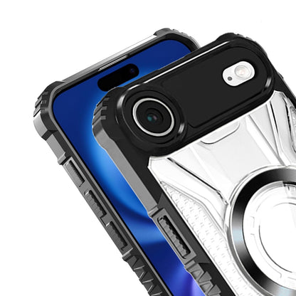 For Apple iPhone 17 AIR Magnetic Circle Transparent Rugged Hybrid MagSafe Compatible Pattern Clear Shockproof Frame Bumper Case Cover Black