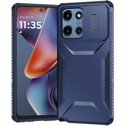 For Motorola Moto G 5G 2026/2025 Slim Fit Shockproof Hybrid with Slide Camera Window Covering, Rugged Tpu Silicone Hard PC Bumper Case Cover Dark Blue