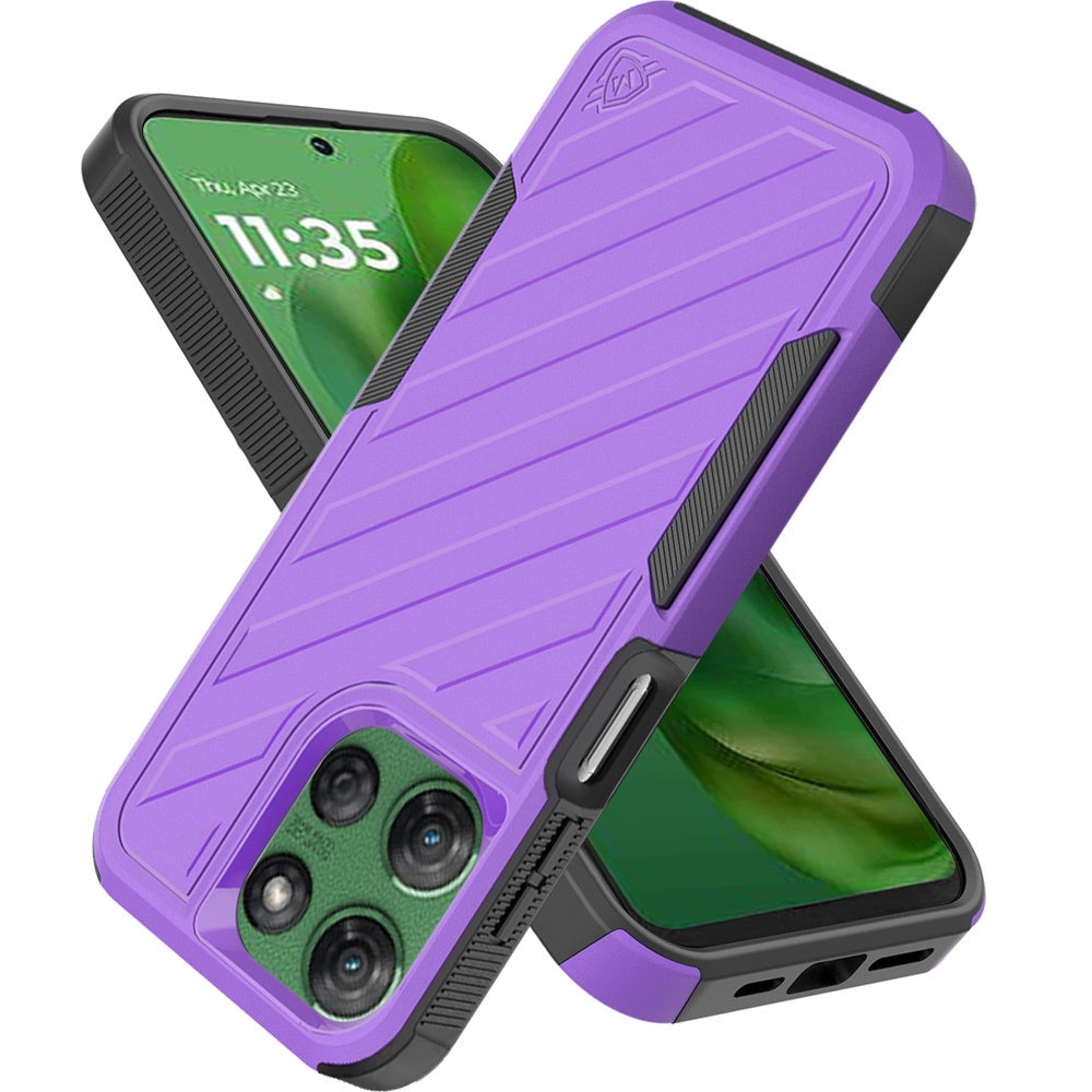 For Motorola Moto G Power 5G 2025 Hybrid lined shockproof dual layer Rugged 2in1 Hard PC & Silicone TPU Non Slip Textured Tough Armor Case Cover