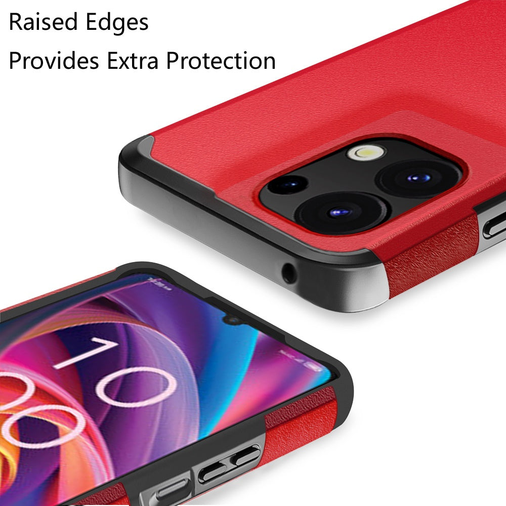 For TCL K32 5G Slim Tough Shockproof Hybrid with Dual Layer Hard PC + TPU Protection, Armor for Strong Drop & Impact Resistance Case Cover Red