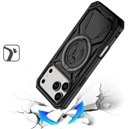 For Apple iPhone 17 Pro (6.3") Hybrid Magnetic Ring and 360° Rotational Kickstand with MagSafe Compatible, Military Grade Drop Protection Case Cover