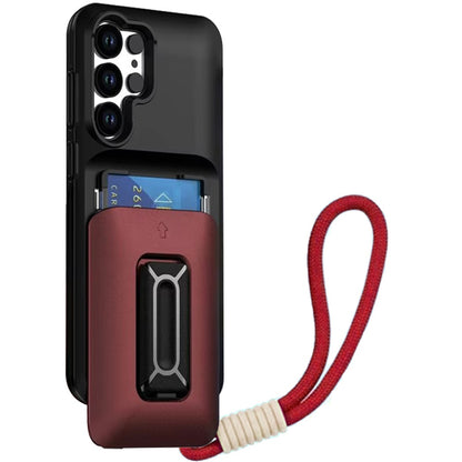 For Samsung Galaxy S26 Ultra Wallet Case with 2- Credit Card Holder, Wrist Strap & Kickstand Hybrid Shockproof TPU Case Cover