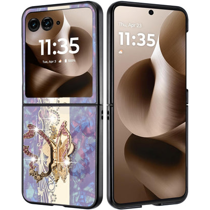 For Motorola Razr+ PLUS (2025) Diamonds 3D Fashion Bling Sparkly Glitter Ornaments Engraving Hybrid with Ring Stand Case Cover