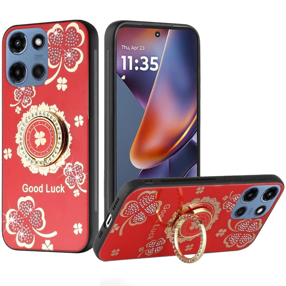For Motorola Moto G 5G 2026/2025 Diamonds 3D Fashion Bling Sparkly Glitter Ornaments Engraving Hybrid with Ring Stand Case Cover