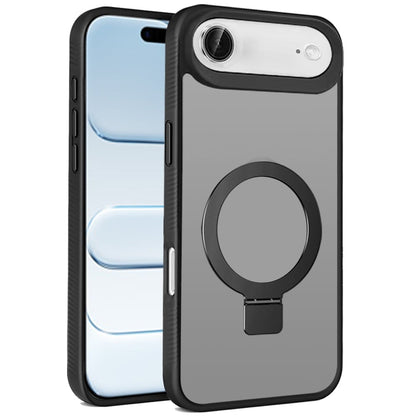 For Apple iPhone 17 Air (6.6") Magnetic Circle Kickstand with MagSafe Compatibility, Matte Skin, Rugged Bumper, and Ring Holder Case Cover Black