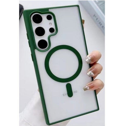 For Samsung Galaxy S25 Ultra Hybrid Clear Transparent with Color Edge Bumper, MagSafe Compatible Ultra Slim Hard PC Case Cover