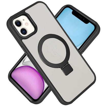 For Apple iPhone 16 Pro (6.3") Magnetic Metal Matte Built-in Compatible with MagSafe Stand Hybrid Shock Armor TPU Case Cover