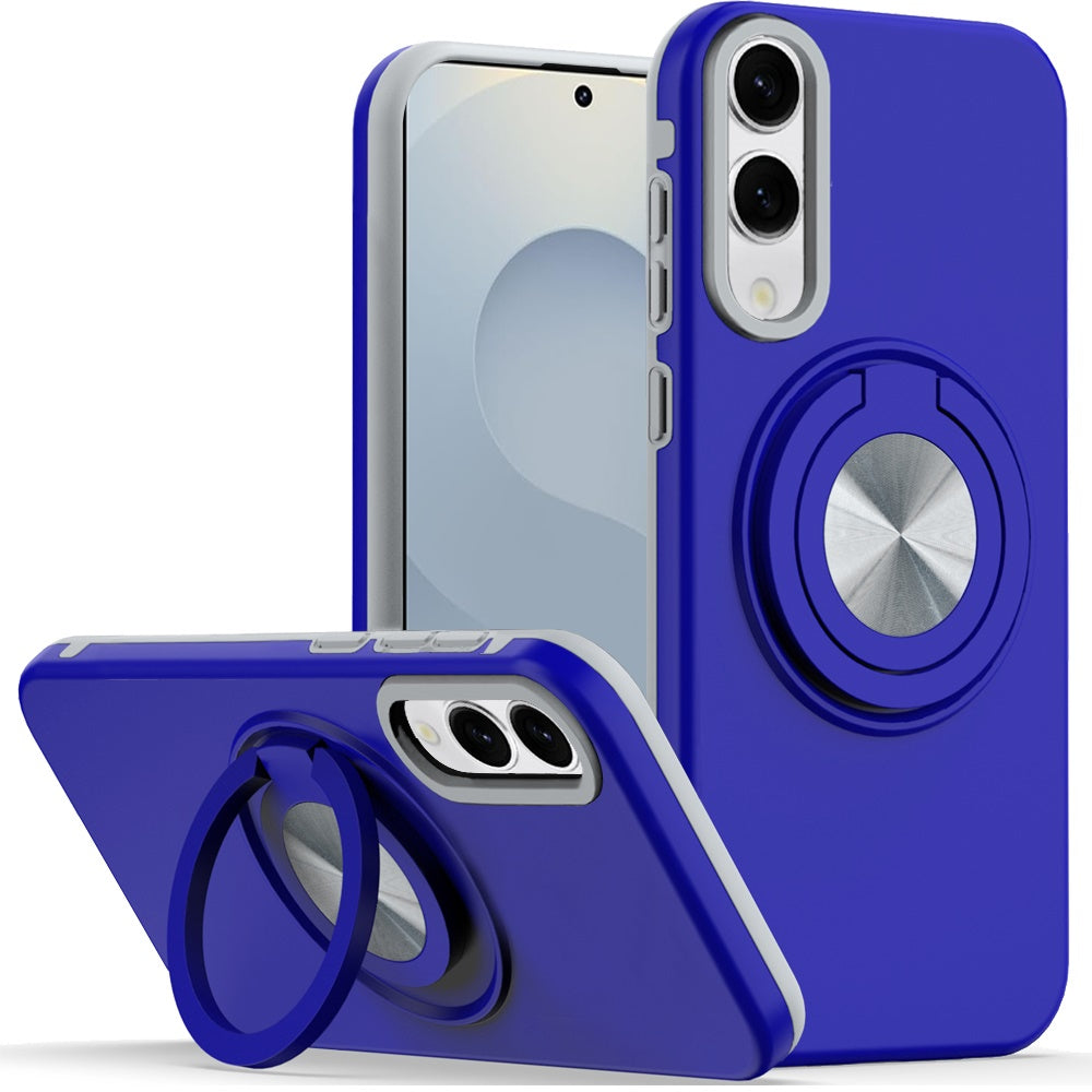 For Samsung Galaxy S25 EDGE Metal Matte Hybrid with Invisible Rotational Ring Stand, Car Mount Friendly, Military Grade Slim Fit Sturdy Case Cover