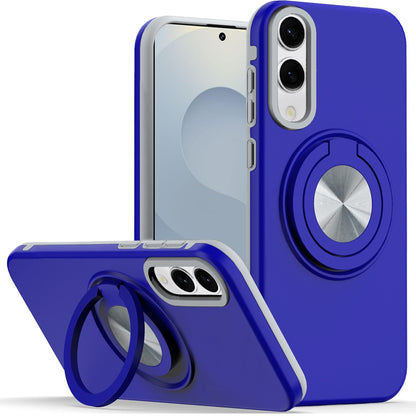 For Samsung Galaxy S25 EDGE Metal Matte Hybrid with Invisible Rotational Ring Stand, Car Mount Friendly, Military Grade Slim Fit Sturdy Case Cover