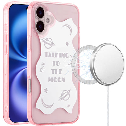 For Apple iPhone 17 AIR Stylish Pattern Fashion IMD Printed Design TPU Double Layer Slim Shockproof with Magnetic Back Case Cover Talking to the moon