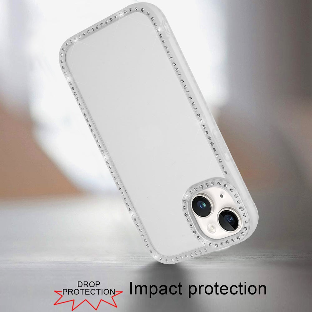 For iPhone 16 (6.1") Diamond Full Rhinestone Clear Hybrid Protective, Sparkly Bling Transparent Shockproof Bumper All Around Case Cover Clear