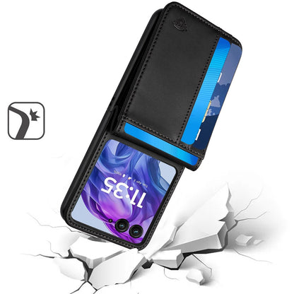 For Motorola Razr+ Plus 2024 Wallet Back Storage PU Leather with Credit Card ID Slots Holder Pocket Hybrid Protective Case Cover