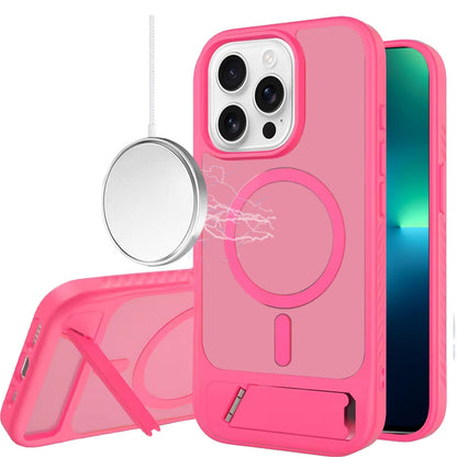For Samsung Galaxy S26 Ultra Matte Magnetic Circle Back TPU Hybrid Drop Protection with Metal Kickstand Shockproof Design Case Cover Hotpink