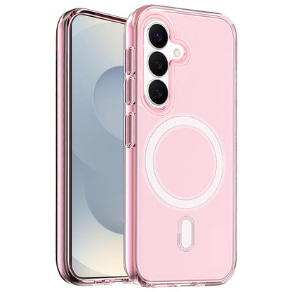 For Samsung Galaxy S26 MagSafe Compatible Transparent Hybrid Case with Magnetic Circle, Shock Absorption TPU Rubber Case Cover