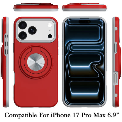 For Apple iPhone 17 Pro Max Metal Matte Hybrid with Invisible Rotational Ring Stand, Car Mount Friendly, Military Grade Slim Fit Sturdy Case Cover