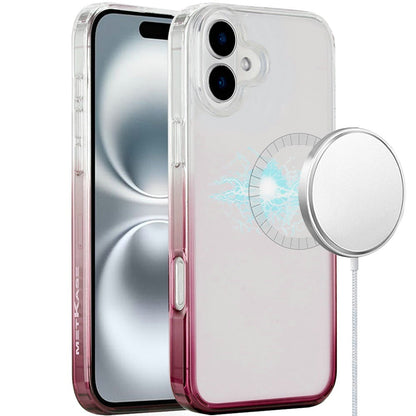For iPhone 16 (6.1") Transparent Two Tone Gradiant Magnetic Space [Compatible with Magsafe] Hybrid Shockproof Protective Case Cover Two Tone Blue
