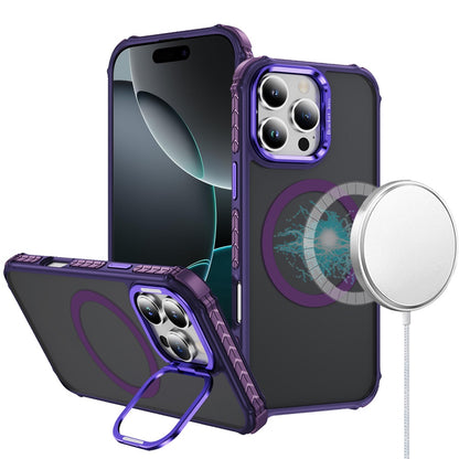 For Apple iPhone 12 Pro Max Hybrid Metal Camera Stand Ring Sturdy, Compatible with MagSafe, Matte Hard TPU Colorful Edge Case Cover