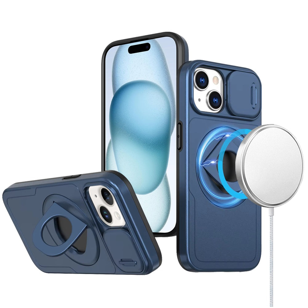 For Apple iPhone 12 /12 Pro Full Coverage with Camera Window, Magnetic Circle, Rotatable Ring Stand, MagSafe Compatible, Shockproof Hybrid Protectiv Case Cover