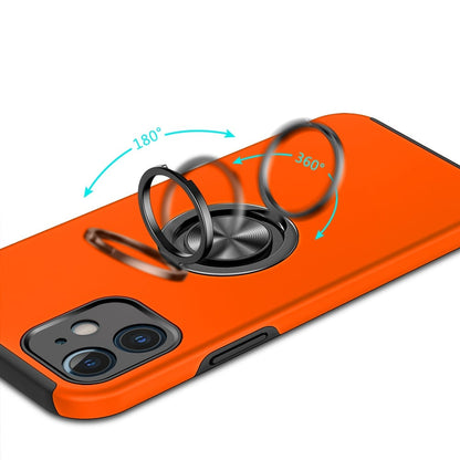 For iPhone 12 / iPhone 12 Pro (6.1") Hybrid 360 Degree Rotatable Metal Invisible Ring Stand Holder Slim Fit Magnetic Car Mount Shockproof Case Cover