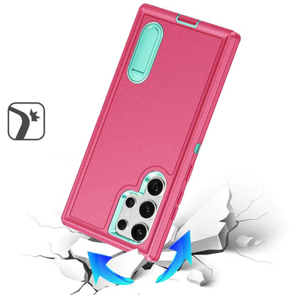 For Samsung Galaxy S25 Ultra Hybrid 3 Layers Hard 3in1 Shockproof with Kickstand Heavy Duty Hard TPU Rubber Anti-Drop Case Cover Teal+Hot Pink