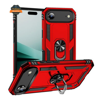 For Apple iPhone 17 AIR Shockproof Hybrid Dual Layer PC + TPU with Metal Ring Kickstand Heavy Duty Armor Shell Case Cover