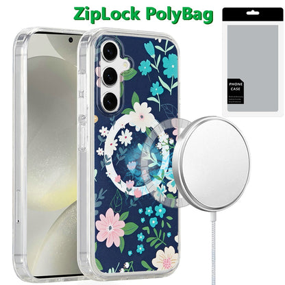 For Samsung Galaxy S25 /S24 Cute Fashion Pattern Design, Durable Shockproof Slim TPU Hard Back, MagSafe Compatible Case Cover Galaxy Floral