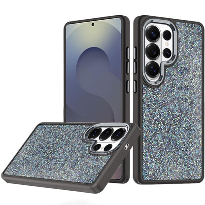 For Samsung Galaxy S25 Ultra Crystal Sparkle Diamond Glass Full Mini Glitter Bling Frame TPU Hybrid Protective Case Cover