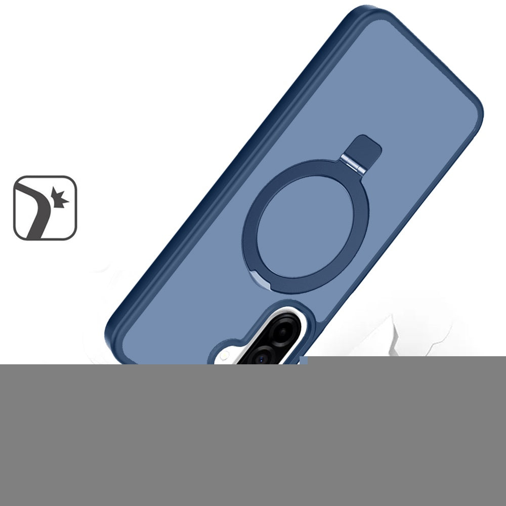 For Samsung Galaxy A17 5G Magnetic Circle Back with Ring Stand Full Rotation Matte Hybrid Shockproof Case Cover Cosmic Orange
