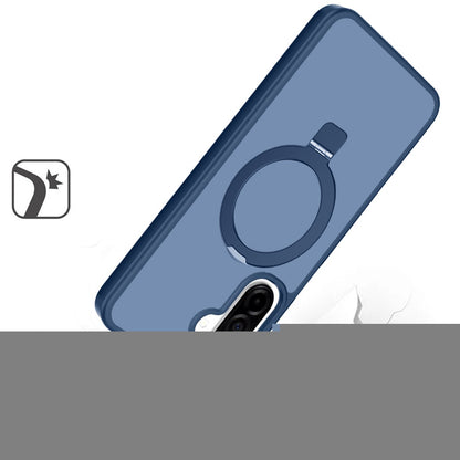 For Samsung Galaxy A17 5G Magnetic Circle Back with Ring Stand Full Rotation Matte Hybrid Shockproof Case Cover Cosmic Orange