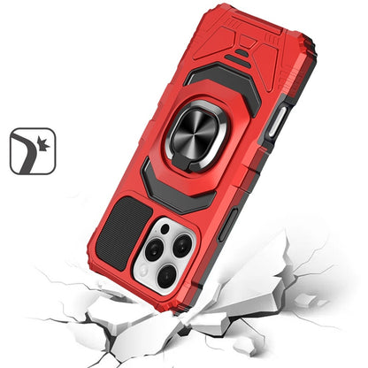 For Apple iPhone 16 Plus Hybrid Dual Layer with 360° Rotate Magnetic Ring Stand Holder Kickstand TPU Rugged PC Shockproof Case Cover Red