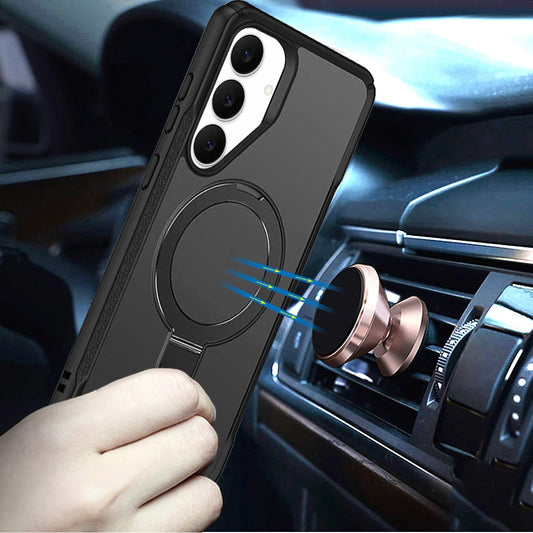 For Samsung Galaxy S26 Matte Finish Magnetic Ring Hybrid Protective Invisible Kickstand Magsafe Compatible Case Cover