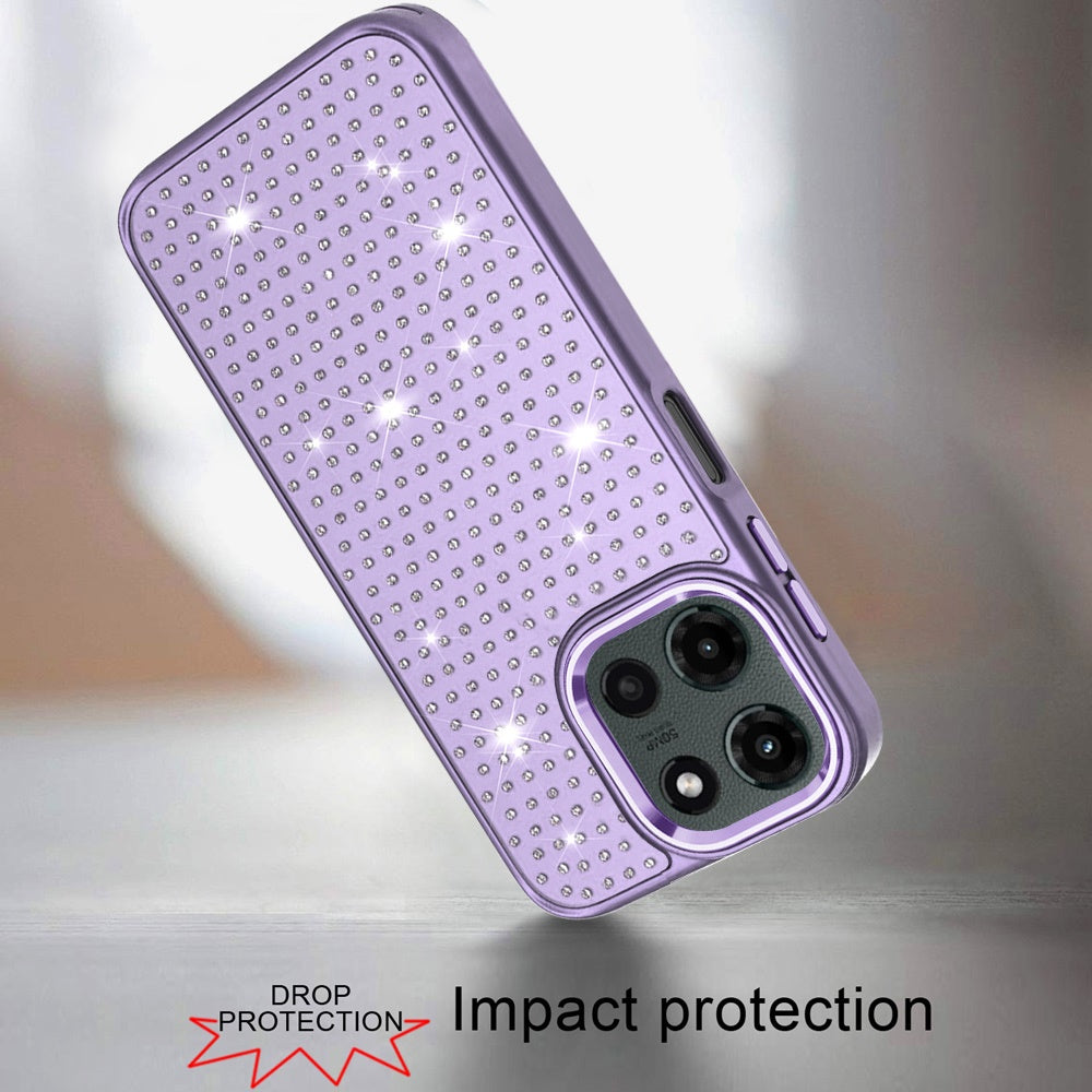 For Motorola Edge 2025 Bling Diamond Metallic, Full Sparkle Chrome Edged Hybrid Protective Shockproof Case Cover