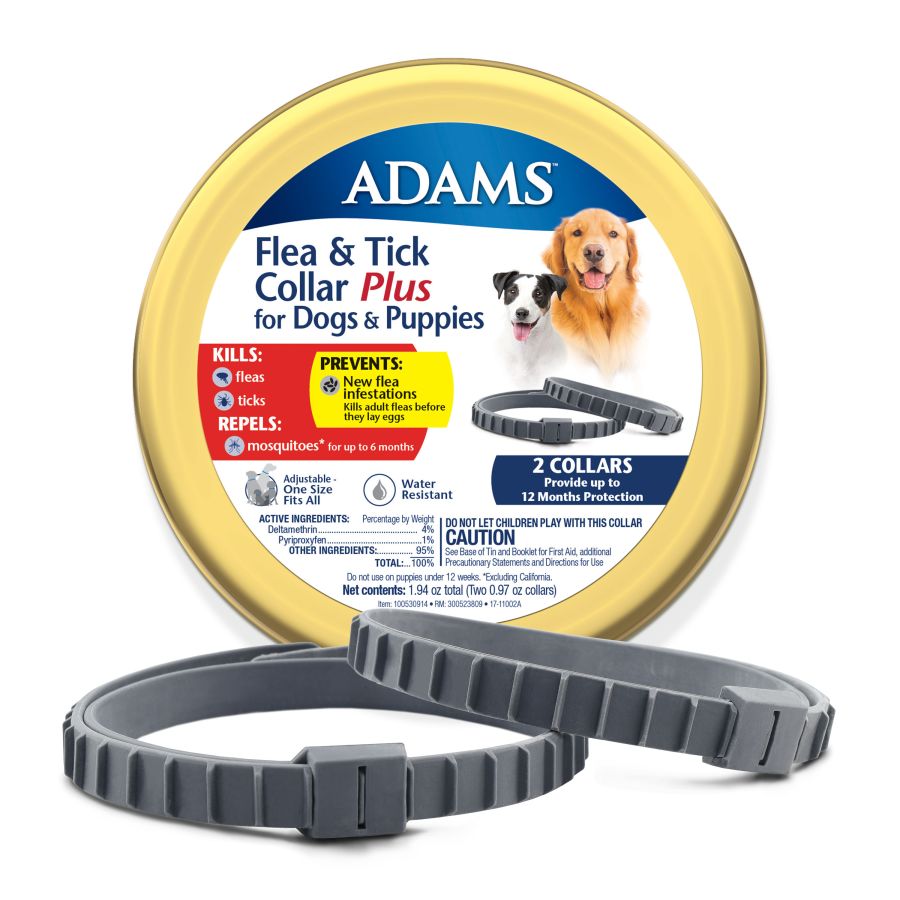 Adams Flea & Tick Collar Plus for Dogs & Puppies [Flea & Tick Collars for Dog] 2 Count