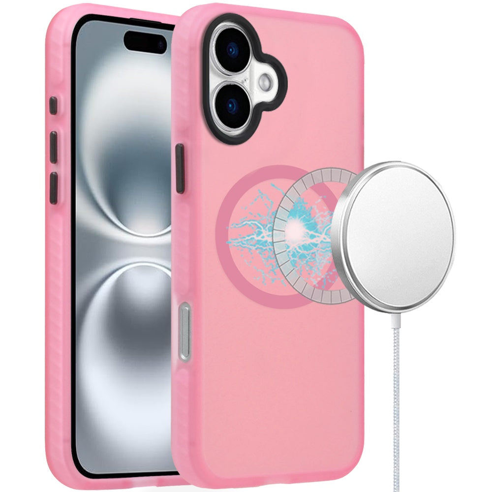 For Apple iPhone 16 (6.1") Matte Skin Hybrid TPU with Magnetic Circle MagSafe Compatible, Military Grade Shockproof Slim Fit Case Cover