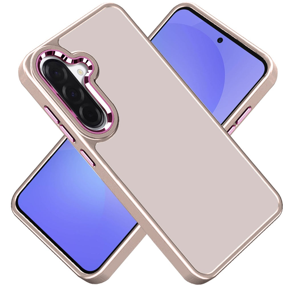 Phone Case for Samsung Galaxy A37 Polished Acrylic Hybrid TPU Slim Shockproof Metal Button Thick Durable Grip Camera Protection Anti-Scratch Cover