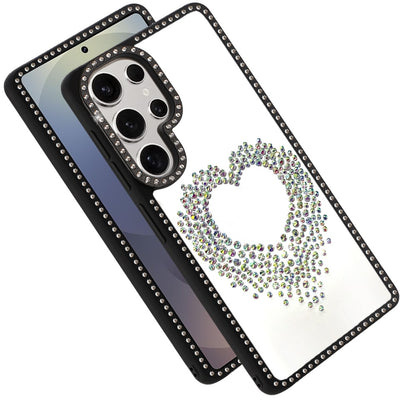 For Samsung Galaxy S25 Ultra Angel Hearts Glitter Shimmer Diamond Edge Hybrid Drop Protection Shockproof Design Case Cover